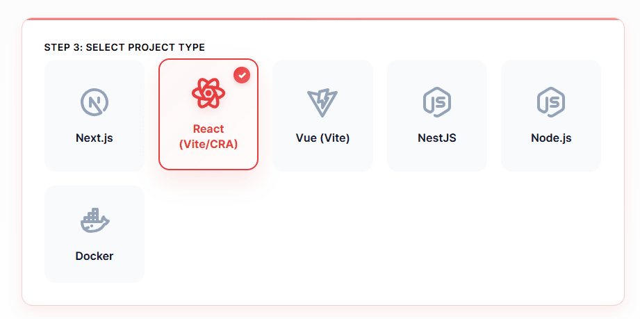 3. Select Framework