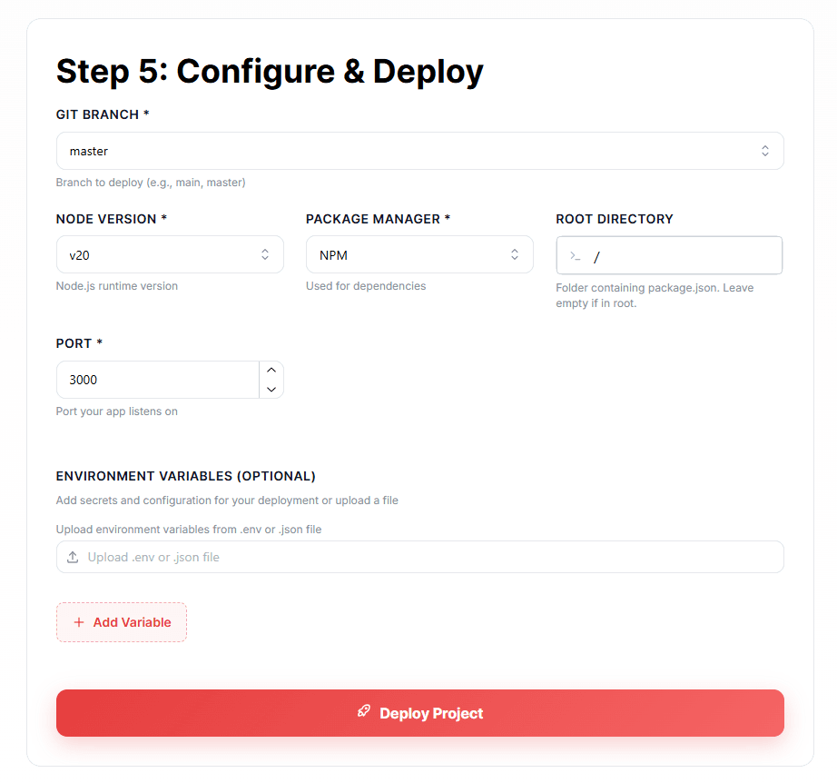 4. Configure & Deploy
