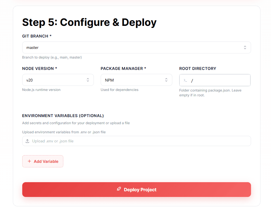 4. Configure & Deploy