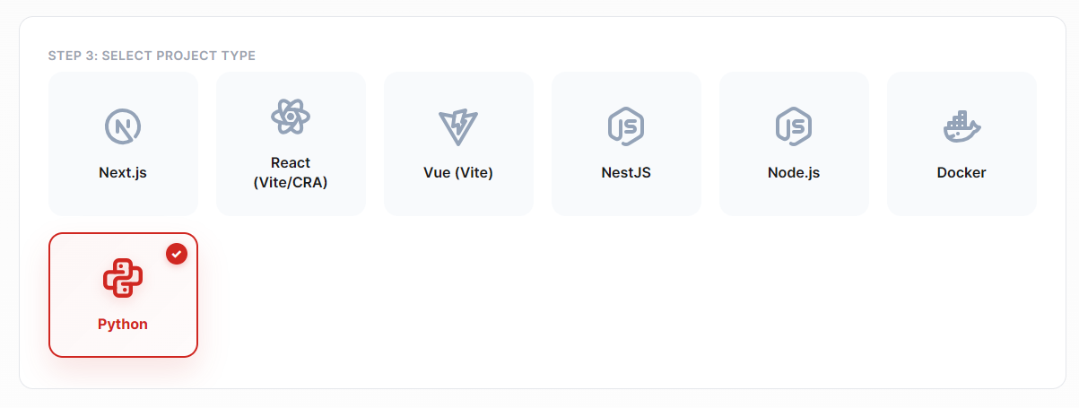 3. Select Framework